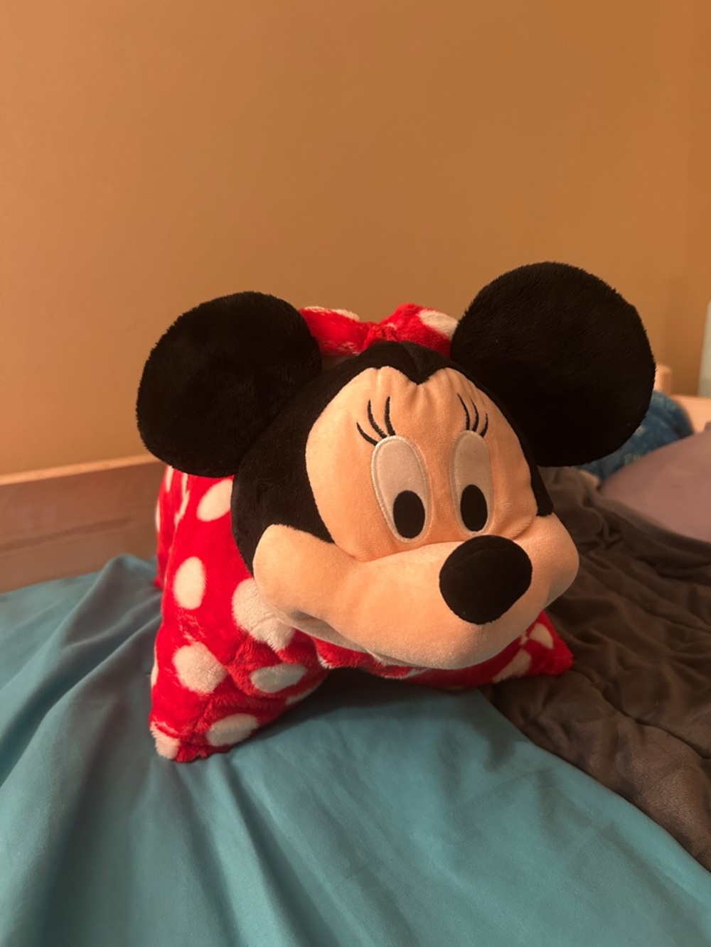 Minnie Mouse Plush Pillow - Red with White Polka Dots